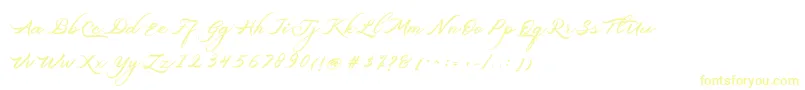 フォントBelgiansignature – 白い背景に黄色の文字