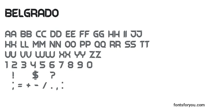 Fuente Belgrado - alfabeto, números, caracteres especiales