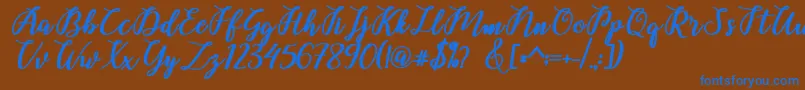 Belinda Script Font – Blue Fonts on Brown Background