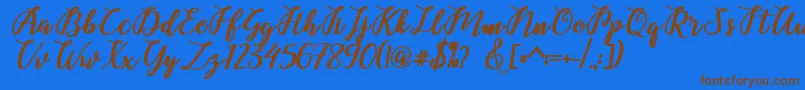 Belinda Script Font – Brown Fonts on Blue Background
