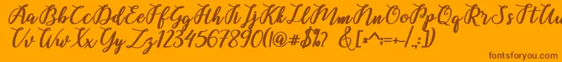 Belinda Script Font – Brown Fonts on Orange Background