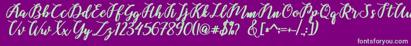 Belinda Script Font – Green Fonts on Purple Background