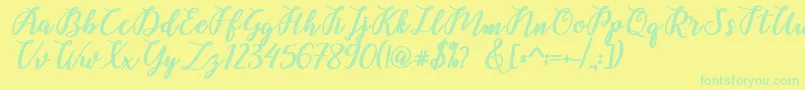 Belinda Script Font – Green Fonts on Yellow Background