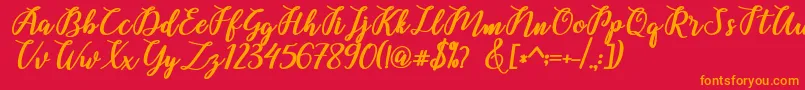 Belinda Script Font – Orange Fonts on Red Background