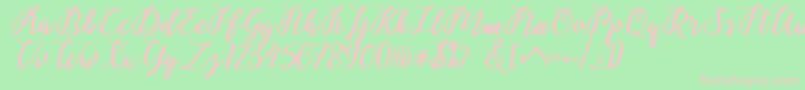 Belinda Script-Schriftart – Rosa Schriften auf grünem Hintergrund