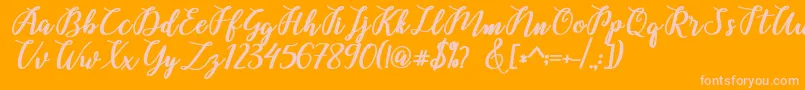 Belinda Script-Schriftart – Rosa Schriften auf orangefarbenem Hintergrund