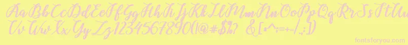 Belinda Script-Schriftart – Rosa Schriften auf gelbem Hintergrund