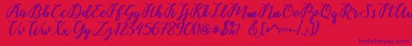 Belinda Script Font – Purple Fonts on Red Background