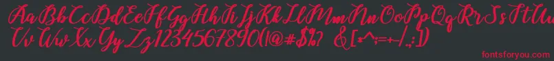 Belinda Script Font – Red Fonts on Black Background