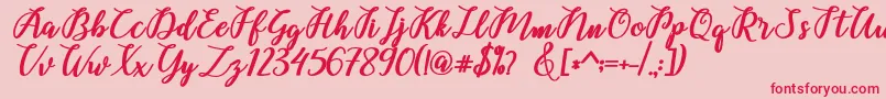 フォントBelinda Script – ピンクの背景に赤い文字