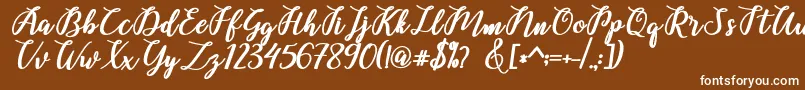 Belinda Script Font – White Fonts on Brown Background