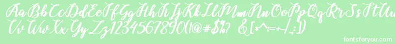 Belinda Script Font – White Fonts on Green Background