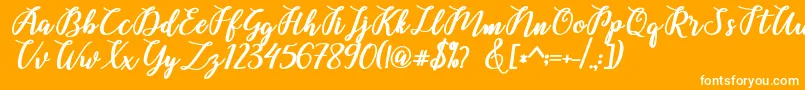 Belinda Script Font – White Fonts on Orange Background