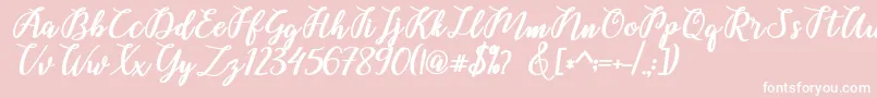 Belinda Script-Schriftart – Weiße Schriften auf rosa Hintergrund