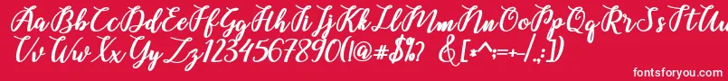 Belinda Script Font – White Fonts on Red Background