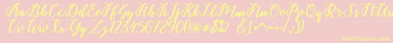 Belinda Script Font – Yellow Fonts on Pink Background