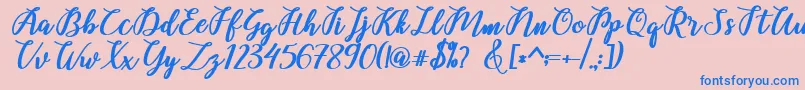 Belinda Script Font – Blue Fonts on Pink Background