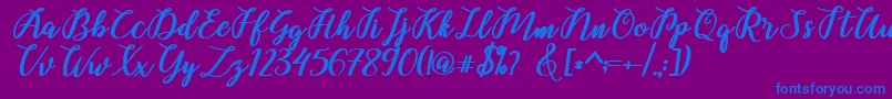 Belinda Script-Schriftart – Blaue Schriften auf violettem Hintergrund