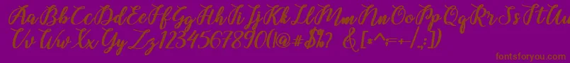 Fonte Belinda Script – fontes marrons em um fundo roxo