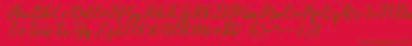 Belinda Script Font – Brown Fonts on Red Background