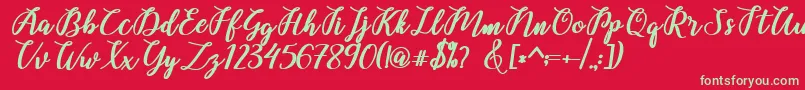 Belinda Script Font – Green Fonts on Red Background