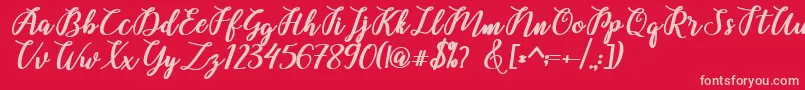 Belinda Script Font – Pink Fonts on Red Background