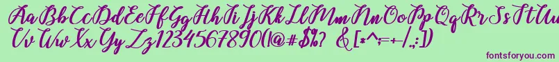 Belinda Script Font – Purple Fonts on Green Background