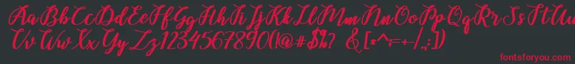Belinda Script Font – Red Fonts on Black Background