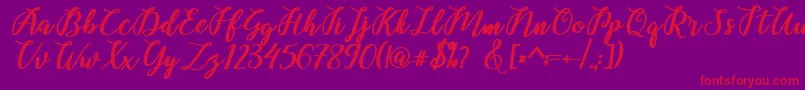 Belinda Script Font – Red Fonts on Purple Background