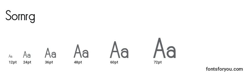 sizes of sornrg font, sornrg sizes