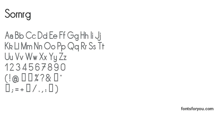 Sornrg font – alphabet, numbers, special characters