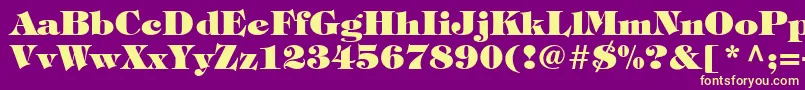 Weitere Informationen zur SophisticateBlackSsiExtraBold-Schriftart SophisticateBlackSsiExtraBold-Schriftart – Gelbe Schriften auf violettem Hintergrund