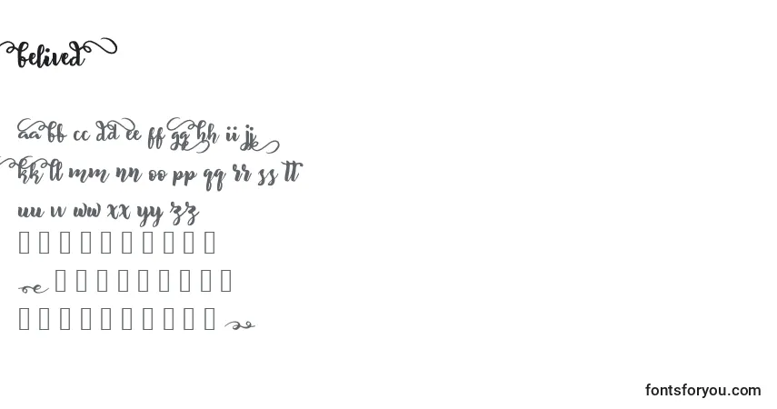 Schriftart BeliveD (121002) – Alphabet, Zahlen, spezielle Symbole