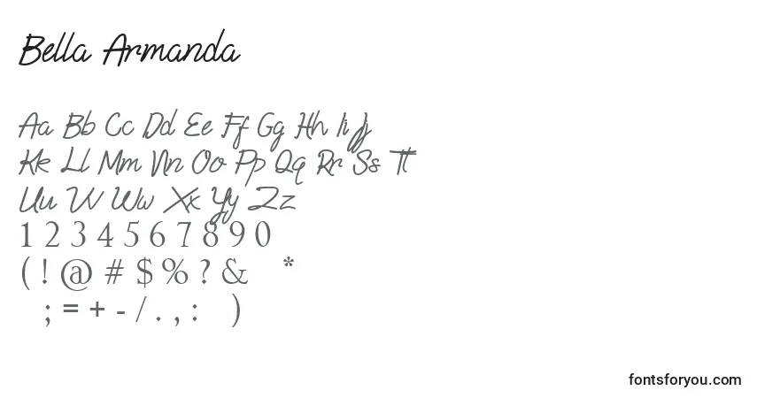 Schriftart Bella Armanda – Alphabet, Zahlen, spezielle Symbole