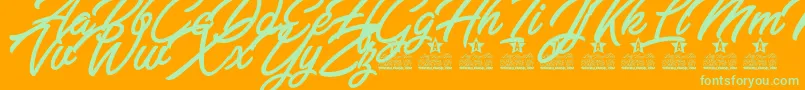 Bella Fashion Personal Use-Schriftart – Grüne Schriften auf orangefarbenem Hintergrund