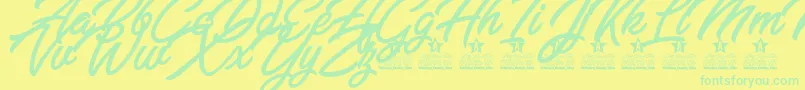 Bella Fashion Personal Use-Schriftart – Grüne Schriften auf gelbem Hintergrund
