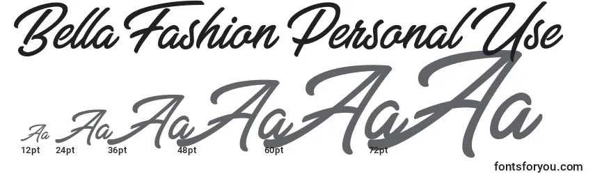 Bella Fashion Personal Use Font Sizes