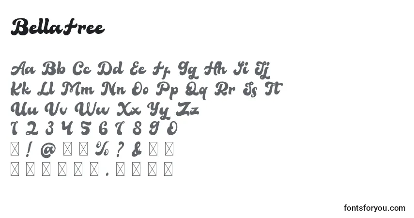 A fonte BellaFree – alfabeto, números, caracteres especiais