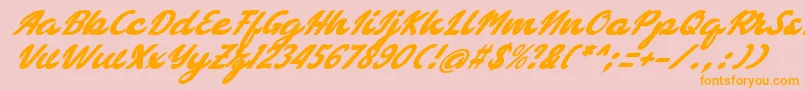 bellagia-Schriftart – Orangefarbene Schriften auf rosa Hintergrund