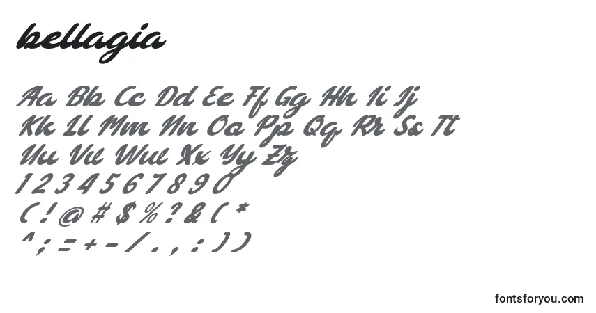 Bellagia (121008)-fontti – aakkoset, numerot, erikoismerkit
