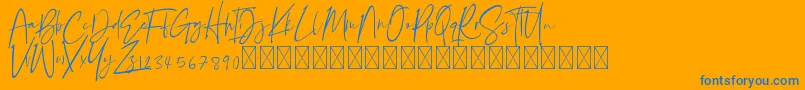 Bellandha Font – Blue Fonts on Orange Background