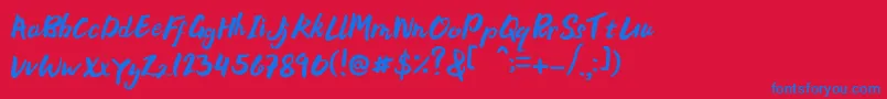 Bellania Font – Blue Fonts on Red Background