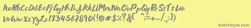 Bellania Font – Gray Fonts on Yellow Background