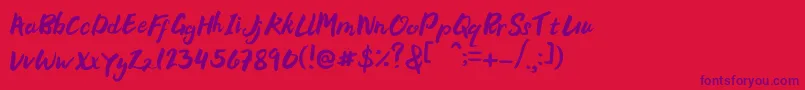 Bellania-Schriftart – Violette Schriften auf rotem Hintergrund