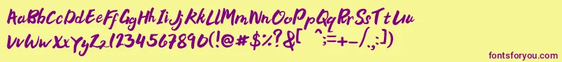 Bellania Font – Purple Fonts on Yellow Background