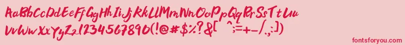 フォントBellania – ピンクの背景に赤い文字