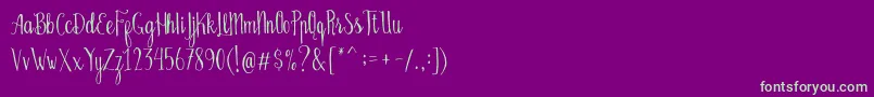 Шрифт Bellanie Script Free Demo – зелёные шрифты на фиолетовом фоне
