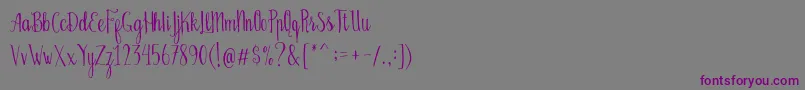 フォントBellanie Script Free Demo – 紫色のフォント、灰色の背景
