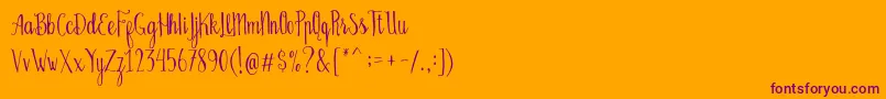フォントBellanie Script Free Demo – オレンジの背景に紫のフォント