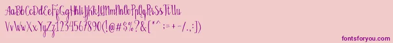 フォントBellanie Script Free Demo – ピンクの背景に紫のフォント